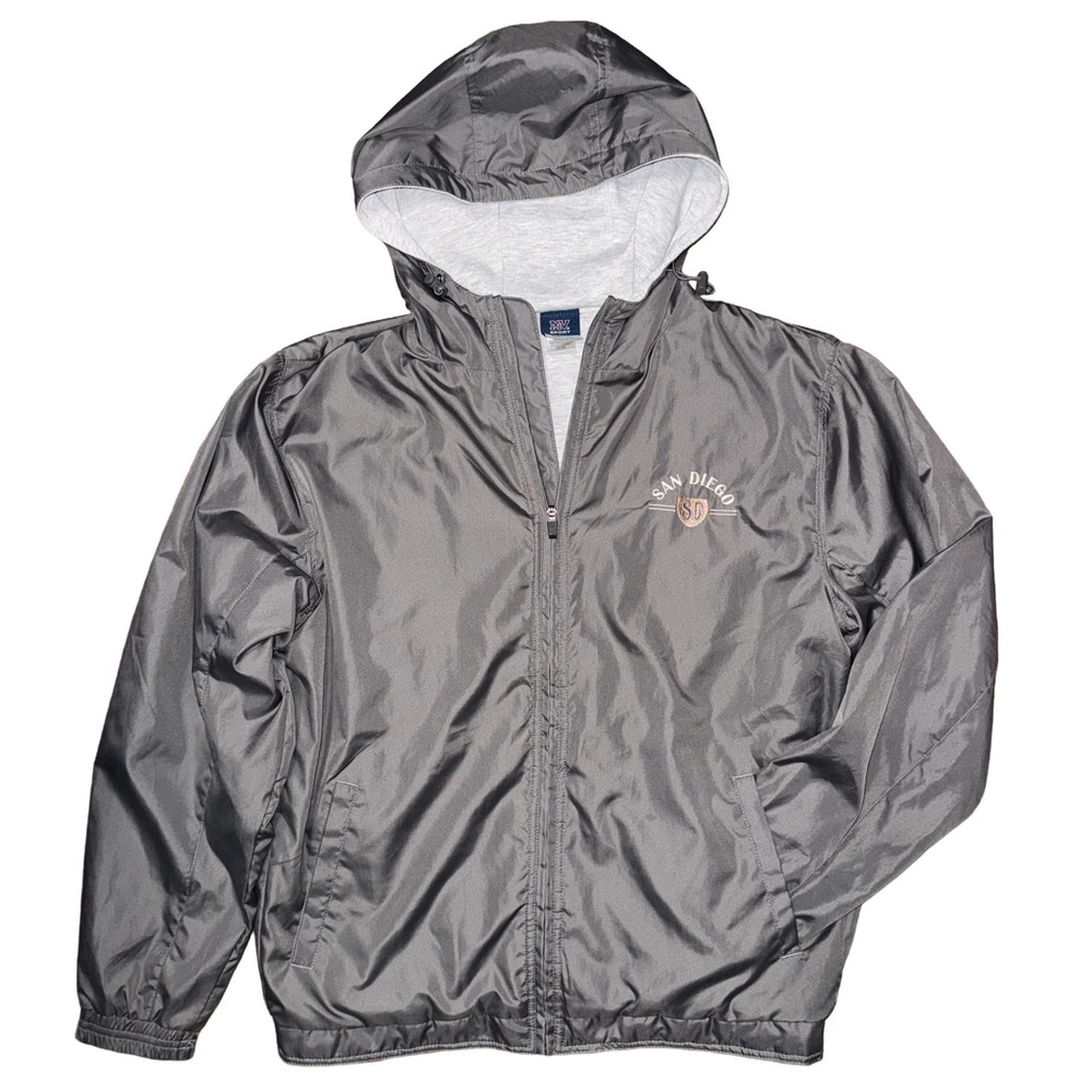 MV Sport San Diego Gray Hooded Full Zip Windbreaker Jacket‎